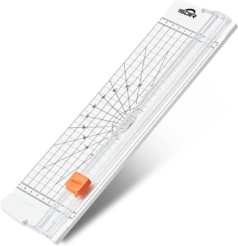 ISDIR A4 Paper Cutter 12 Inch Titanium Paper Trimmer Scrapbooking Tool with Automatic Security Safeguard for Craft Paper, Coupon, Label and Cardstock (White) - Image 1